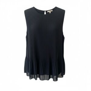 H&M Black Pleated Blouse with Rounded Neckline